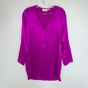 Vintage Victoria's Secret Gold Label Pajama Silk Button Up Shirt S